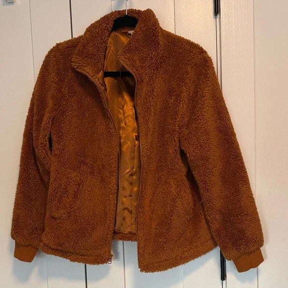 J.Crew Rust Teddy/Sherpa Jacket - Picture 1 of 3